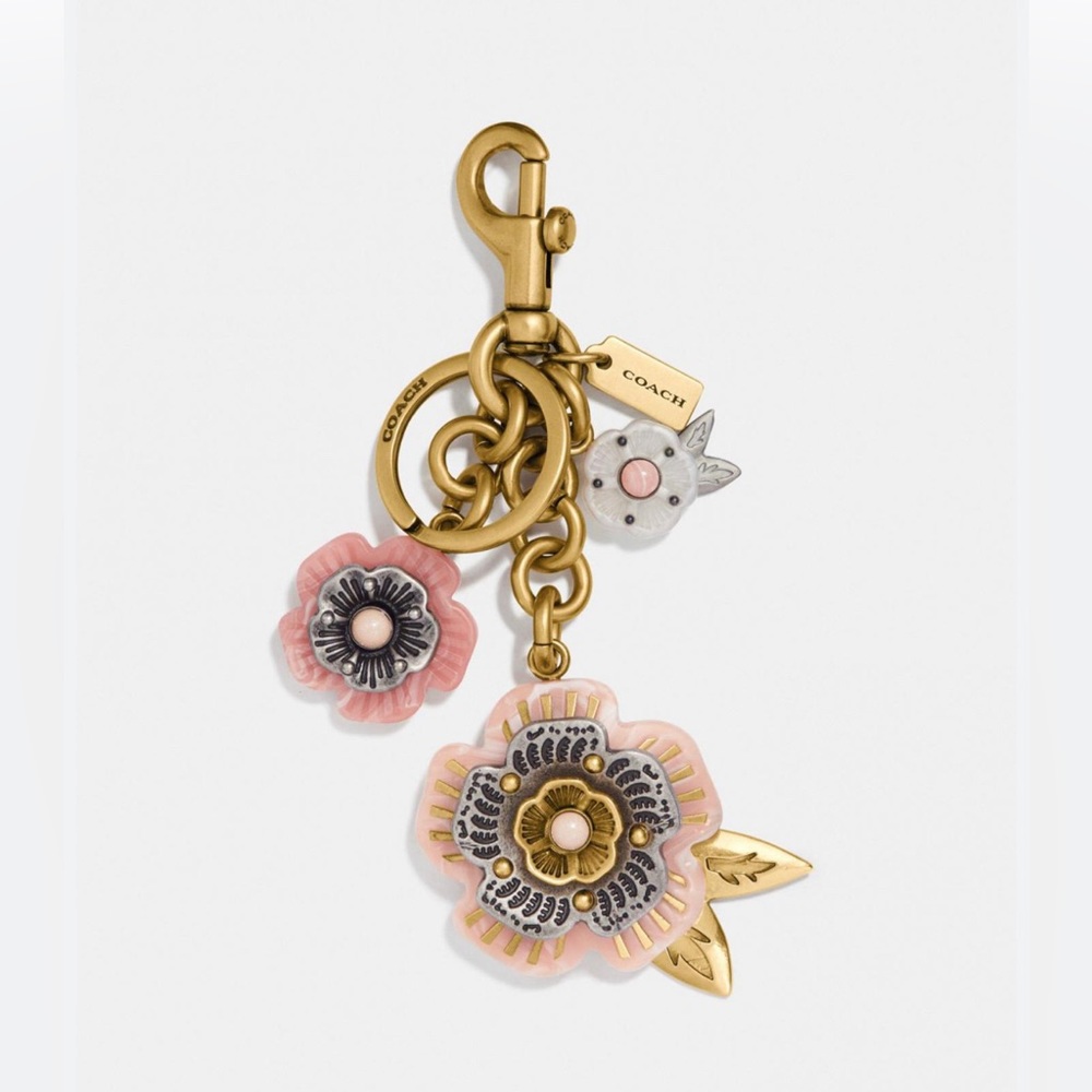 RARE COACH tea rose key chain